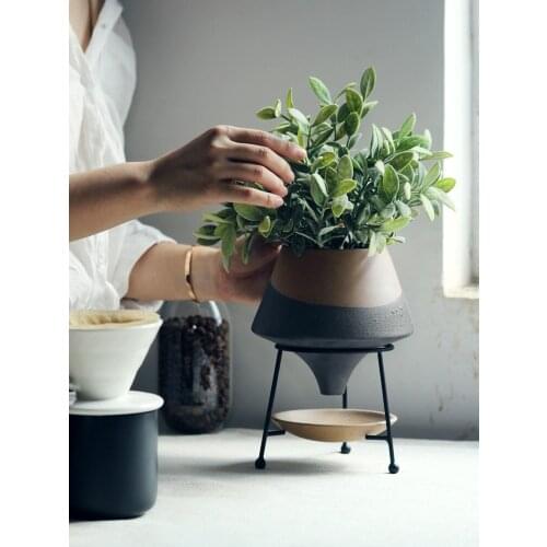 Ins Popular Ceramic Flowerpots Home Decorations Creative Brief Style Iron Suspends 3 Colors Flower Planet Desktop Vases