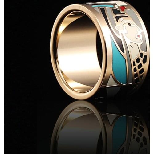 R&X 2016 cloisonne jewelry wholesale enamel jewelry Fashion trends in Europe and the wind Colored enamel jewelry ring