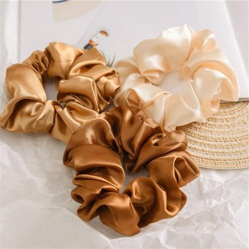 1 Pc Satin Silk Scrunchie Solid Color Hair bands Elastic Ponytail Holder Hair Rope Soft Headband Women Luxury Hair Accessories