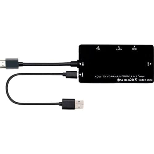 RISE-HDMI Splitter 4-In-1 HDMI VGA DVI Display Converter HD Connection for Laptop Computer HDTV Projector
