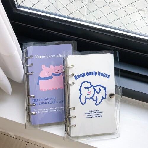 SIXONE Ins Cute Simple Style Cartoon Puppy A6 Grid Notebook PVC Kawaii Student Hand Account Memo Pad Diary School Stationery