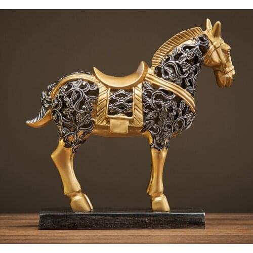 Resin Golden Horse Statue Sculpture Miniature Animal Figurine Nordic Home Decoration accessories Crafts