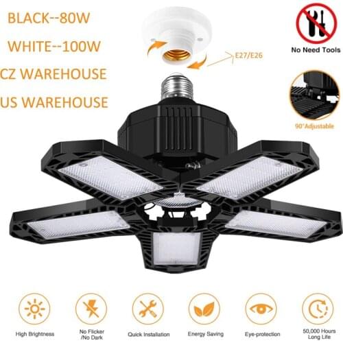 LED Five Leaf Garage Light Foldable Garage Ceiling Lamp Deformation Basement Indoor Outdoor Deformation High Bay Light