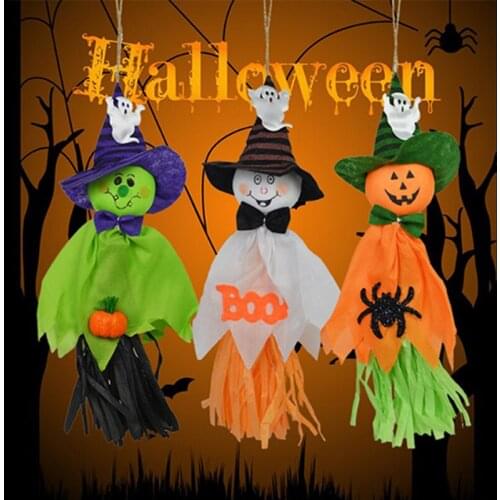 Glow Light up Led Halloween Party Kindergarten KTV Bar Decorations New Straw Ghost Pendant Glow In The Dark Led Glow Kids Toys