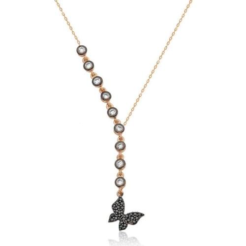 Tevuli 925 Sterling Silver Row Cubic Zirconia Butterfly Lady Necklace