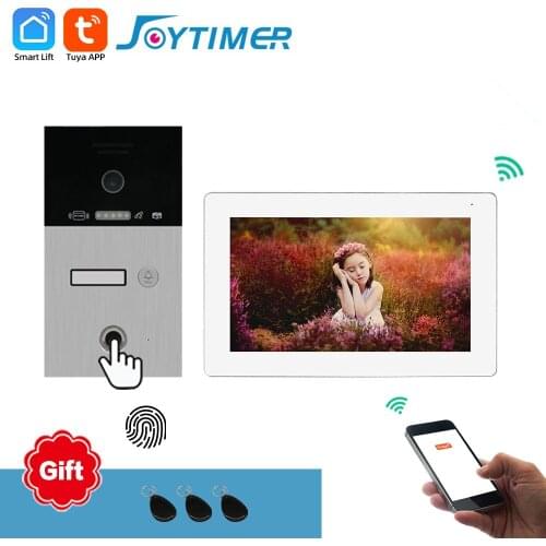 Video Intercom Multi-family Fingerprint Access Control 7 "HD Full Touch Screen Indoor Unit with Mobile Phone wireless intercom