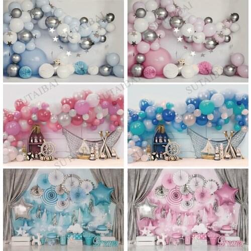 Baby Shower Backdrop Prop Interior Balloon Portrait Birthday Party Decor Vinyl Photocall Photography Bokeh for Photo Shoot
