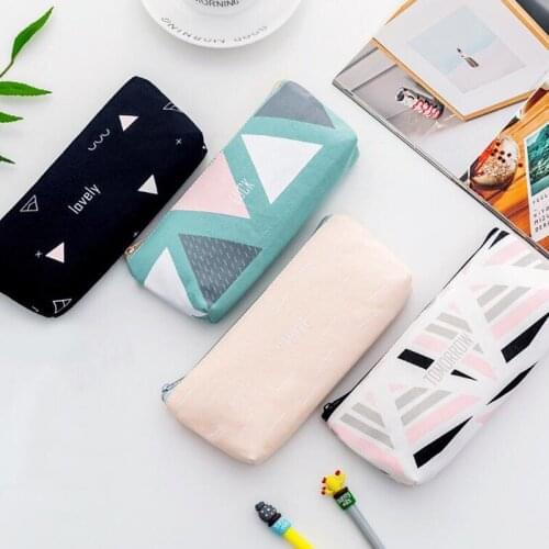 M094 Women Purses Canvas Sweet Geometry Pattern Coin Purse Pen Bag Gifts For Women Girls Gift Wholesale