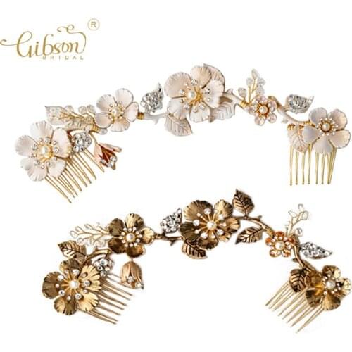 Handmade Hair Piece Floral Charm Long Comb Bridal Hair Accessories Women Headpiece Jewelry Hair Comb