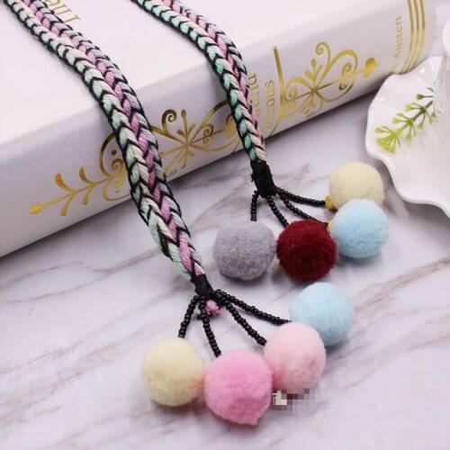 10 Pieces 1 M Color Furry Ball Pendant Lace Idy Clothing Hat Waistband Accessories Cord Rope