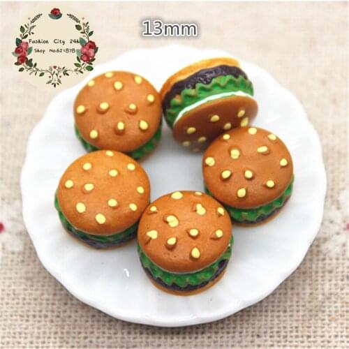 10pcs Kawaii 3D Resin Hamburg Miniature Simulation Food Art f DIY Craft Decoration,13mm