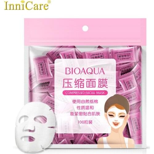 100Pcs/lot BIOAQUA Compression Face Mask Whitening Anti Acne Natural Cotton Close To The Skin DIY Skin Care Beauty Tools