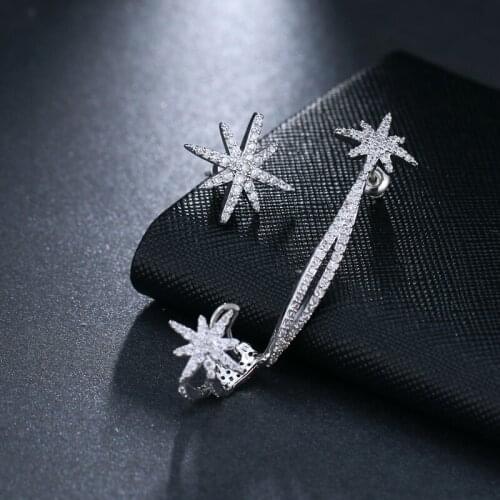 2018 NoEnName_Null New Snowflake zircon glitter CZ earrings handmade jewelry wedding earrings long women earrings