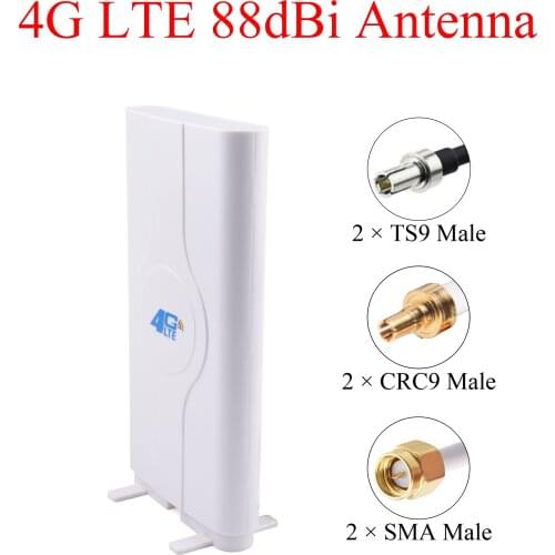 4G LTE 88dbi Antenna 700-2600mhz Mobile Panel Antenna TS9/CRC9/SMA Male Connector Cable 2m/6.56ft For 3G 4G Booster Router Modem