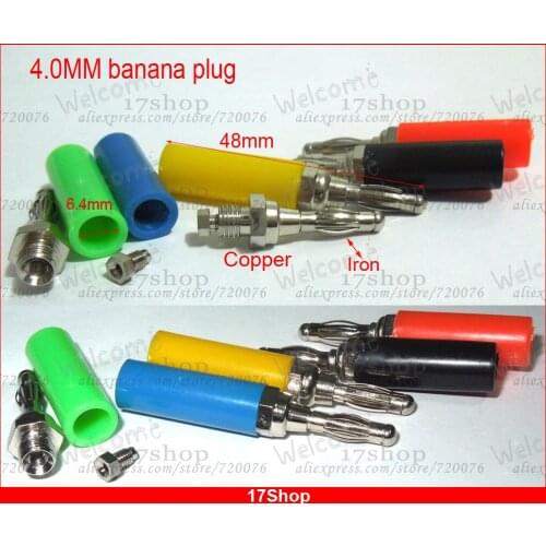 50PC Insulated 5 color 4MM Banana Plug to BINDING POST Probes Speaker Amplifiers
