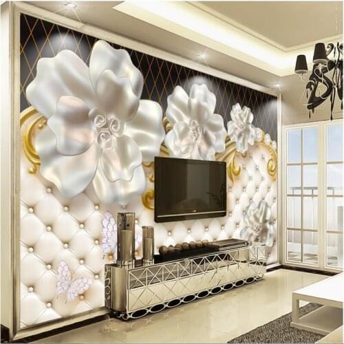 Beibehang Large Custom Wallpapers 3D Stereo Jewelry Flowers High Quality Luxury Soft Pack TV Background Wall papier peint