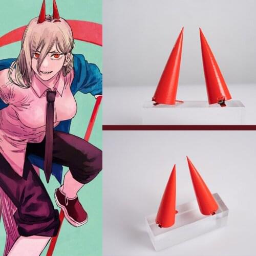 Chainsaw Man Power Horns Evil Demon Red Horn Hair Clip Hair Pin Power Cosplay Props Hairpin Halloween Costume Accessory Prop