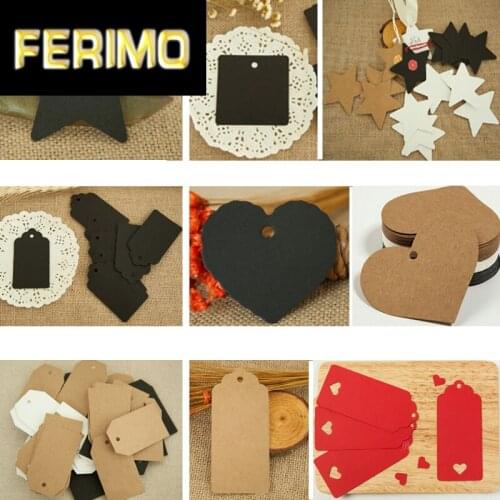 100pcs multi brown /white / black paper gift label tag handmade jewelry tag Garment Tag wedding favors /cookies decorative tag