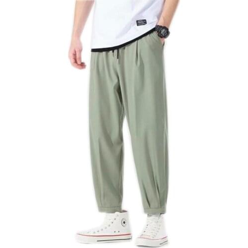 Mens Ice Silk Thin Trousers Korean Streetwear Men Summer Pants Fashion Loose Male Casual Harem Pants
