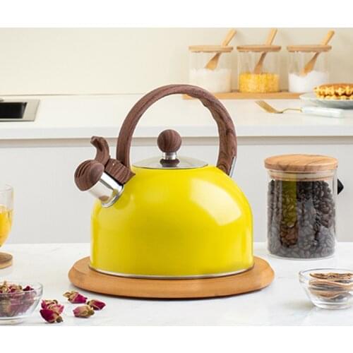 2.5l Water Kettle Stainless Steel Stovetop Tea Kettle Whistling Tea Pot With Wooden Handle Kettle For Kitchen Tool Multi-purpose