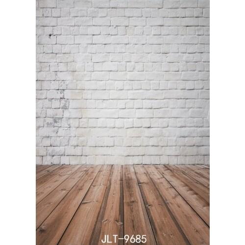 Pure White Brick Wall Photography Backgrounds Computer Printed Retro Wooden Floor Vinyl Photographic Backdrops for Photo Studio
