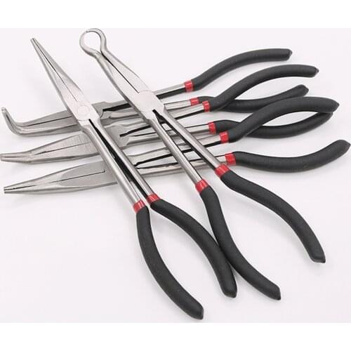 Long Pliers Straight 25 45 90 Degree O-Shape Bend Needle Nose Pliers 11" Plug Puller Multi-functional Mechanics Home Hand Tool