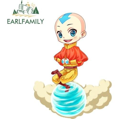 EARLFAMILY 13cm x 9.7cm for Avatar Aang Anime Car Sticker Motorcycle Graffiti Windows Decal Sunscreen Occlusion Scratch Decor