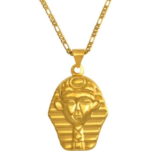 Egyptian King Necklace,Gold Color Hip-hop Jewelry Cleopatra Egypt Pharaohs Face Styles Hip Hop Rapper Chain