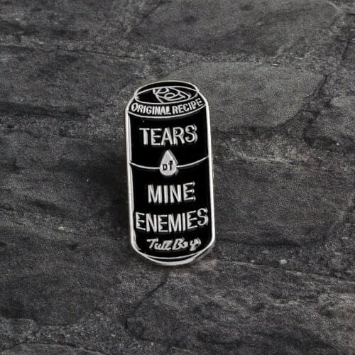 Black drink can mine enemys tear pot romantic enamel icon pin badge punk brooch shirt backpack pendant