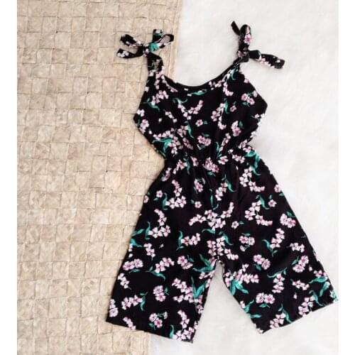 FOCUSNORM Summer Baby Girls Jumpsuits 0-3Y Flower Print Strap Sleeveless Lace Up Elastic Playsuits Rompers