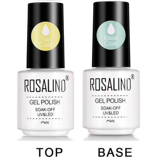 ROSALIND Top Base Coat Gel Polish UV Shiny Sealer Soak off Reinforce 7ml Long Lasting Nail Art Manicure Gel Lak Varnish Primer