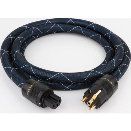 Hifi OCC Silver Plated EU Version Mains Power Cord Cable With Gold Plated EU Power Plug Schuko Power Cord Cable