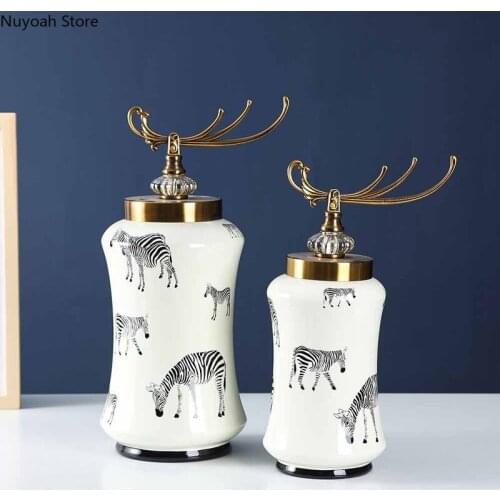 Ceramic Decorative Jar Home Decoration Tea Caddy Sealed Jar Candy Storage Jar Living Room Flower Arrangement Accessories