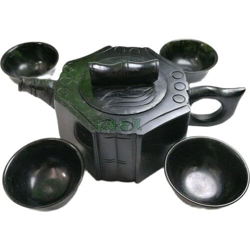 Chinese kung fu tea tea with natural jade teapot and tea cup A set