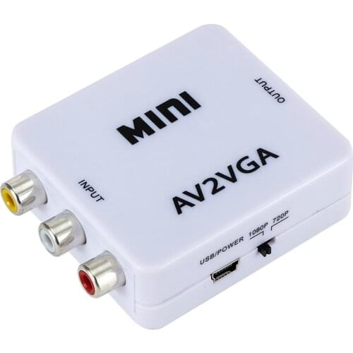 Mini RCA AV to VGA Video Converter Conversor AV2VGA Converter Adapter with 3.5mm Audio For HDTV TV Box DVD Monitor RCA to VGA