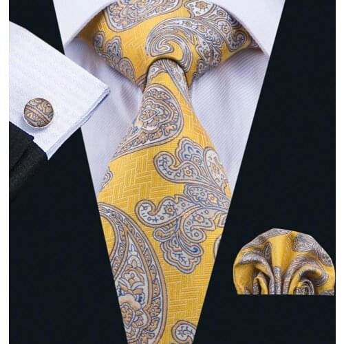 FA-1730 2017 Barry.Wang Men`s Tie Floral Silk Jacquard Woven Gravata Necktie Hanky Cufflink Set For Business Groom Wedding Party