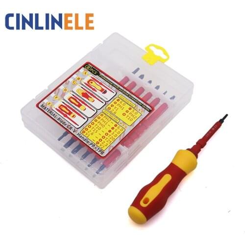 7 in 1 SET Screwdriver Set 500V Insulation Electrician Tools Soft non-slip Handle Various Screw Head Type Exquisite Plastic Box