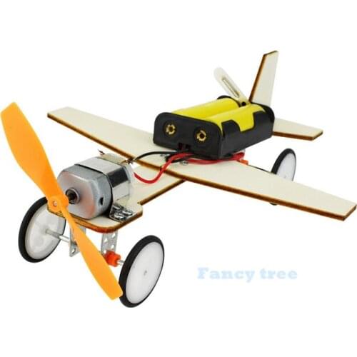 Diy kit wooden Taxiing aircraft Educational Tecnologia Physical Science Experiments Toy Set child students steam toys for kids
