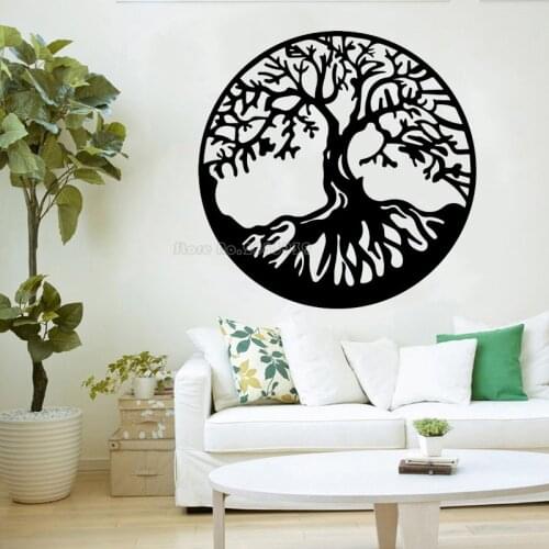 Tree Decals Mandala Wall Stickers Tree Of Life Decals Bedroom Home Decor Circle Trees Vinyl Wallpaper Mural Cosmic Tree LL2060
