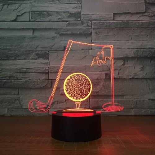 Golf Clubs 3D Visual Table Lamp Acrylic NightLight LED 7 Color Changing Light Fixture Bedroom Office Decor For Businessman Gift