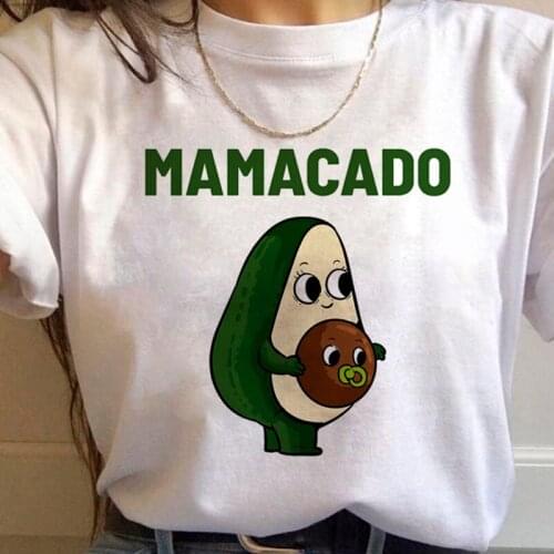 New Kawaii T Shirt Women Funny Cartoon Avocado Print Graphic Vegan Tshirt Cute Grunge Tshirt Korean Style Tops Female