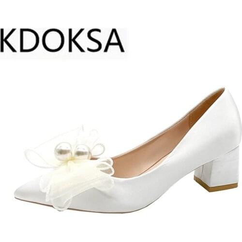 2021 new summer bridal shoes high heels female thick heel wedding shoes wedding crystal bridesmaid shoes high heels