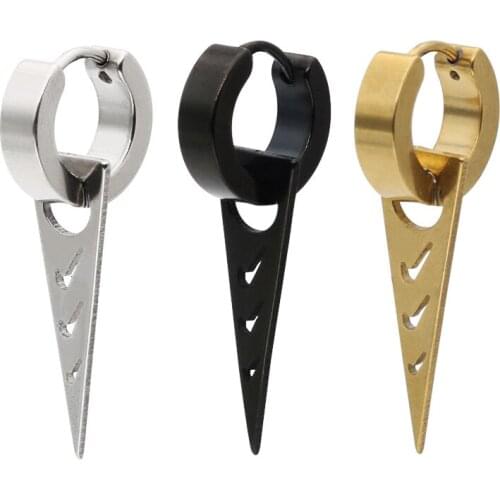 New Arrive Titanium 316L Stainless Steel Earrings Gold Black Triangle Geometry Earring for Women Girl 30pcs/lot Drop Ship
