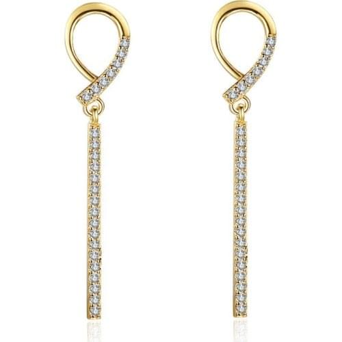 New Fashion Elegant Simple Drop Earrings Long Thin Crystal Pendant Geometric Dangle Earrings Piercing Stud Accessory Jewelry