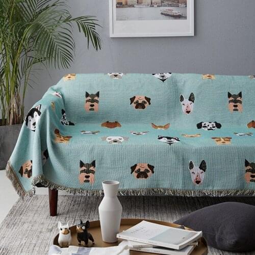 Throw Blanket Hippie Dog Sofa Cotton Animal Cartoon Knitted Blanket On Bed/Travel Bedspread Decor Sofa Cover Stitching Blanket