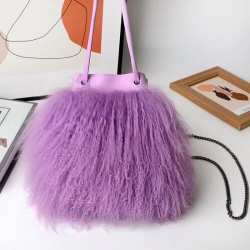 Beach Wool Bag 2021 New Fashion One Shoulder Slanting Bag Womens Real Sheepskin Ladys Hand Bagnd
