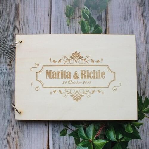 Custom Wooden Guest Book for Entrance Signature Personalized Wedding Guest Books Photo Album Bridal Shower Keepsake