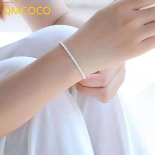 QMCOCO 925 Silver Simple Bracelets Fashion Trend Bracelets Fine Fashion Gifts For Charm Woman And Girls Jewelry Accessories