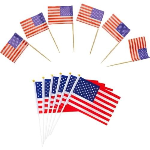 Hand Held Flag USA US Flag American Flag Stick Flag Round Top National Country Flags Party Decorations Supplies Festival Events