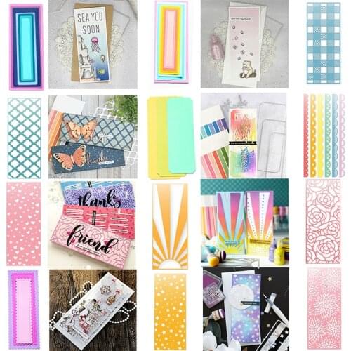 Slimline Sunshine Rose Hearts Stars Borders Rectangles Metal Cutting Dies for DIY Scrapbooking Paper Cards Craft Making New 2021